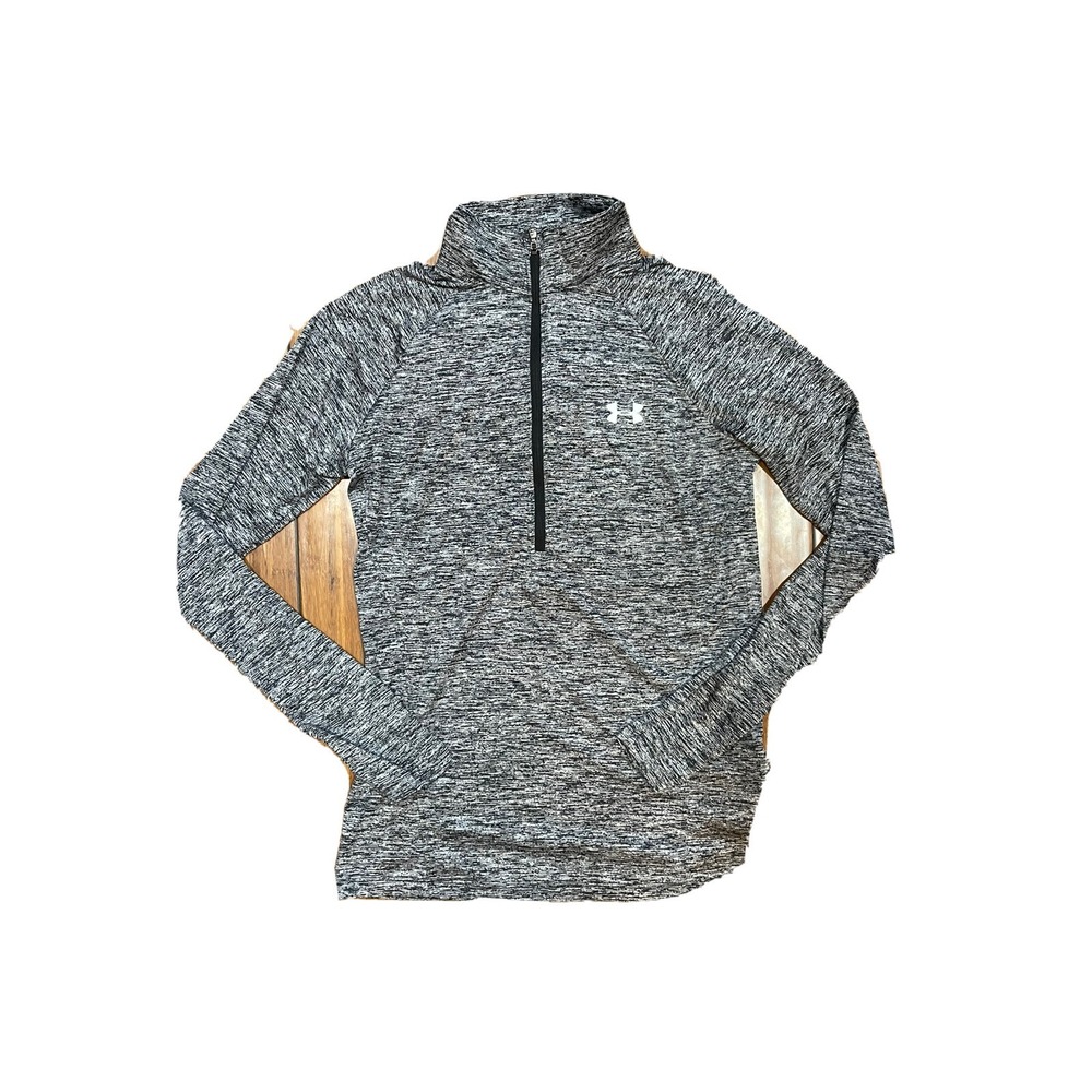 NEW Under Armour Heatgear 3/4 Zip Heather Black Silver XS‎